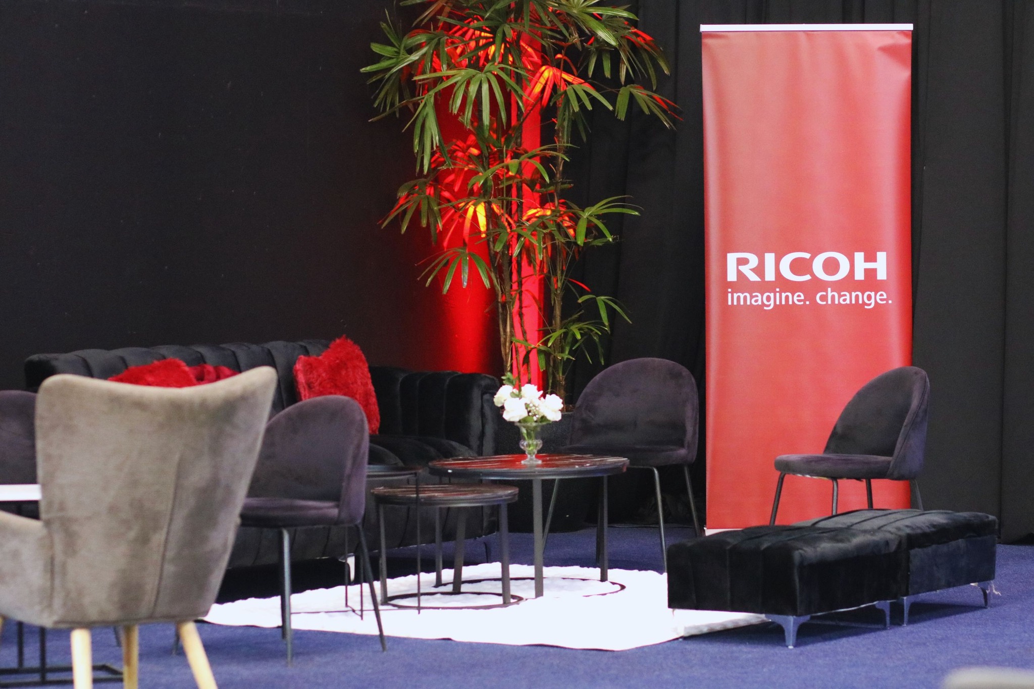 Lounge and breakaway seating area branded for a corporate event at Apple Blossom Hotel, Venue & Spa, Honeydew